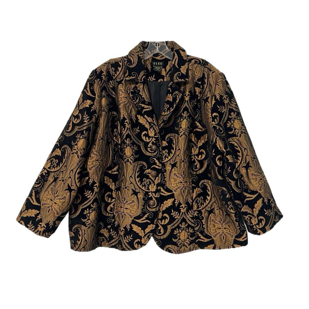 ELCC Erin London Tapestry Brocade Jacket Blazer Black Copper Women 2X Party Chic